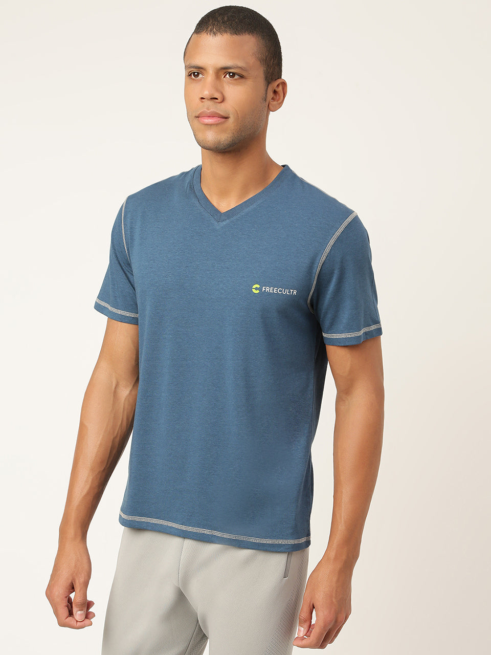 Sapphire Blue Men's Organic Bamboo Casual Tees - V Neck (Pack Of 1)