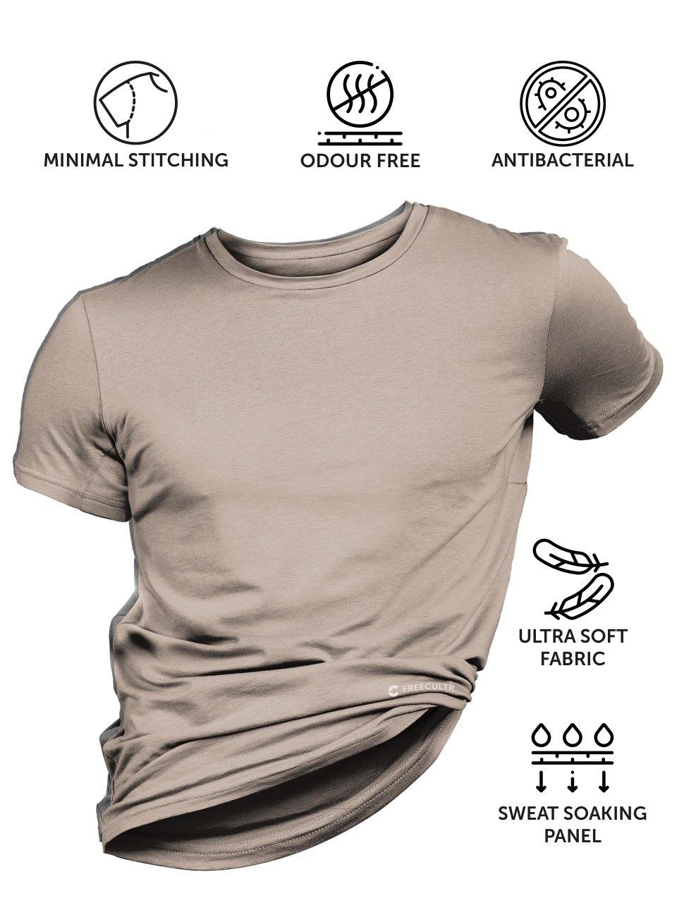 Men's Half Sleeves Bamboo T-shirt (Undershirt, Loungewear, Sleepwear) - Pack of 2 - freecultr.com
