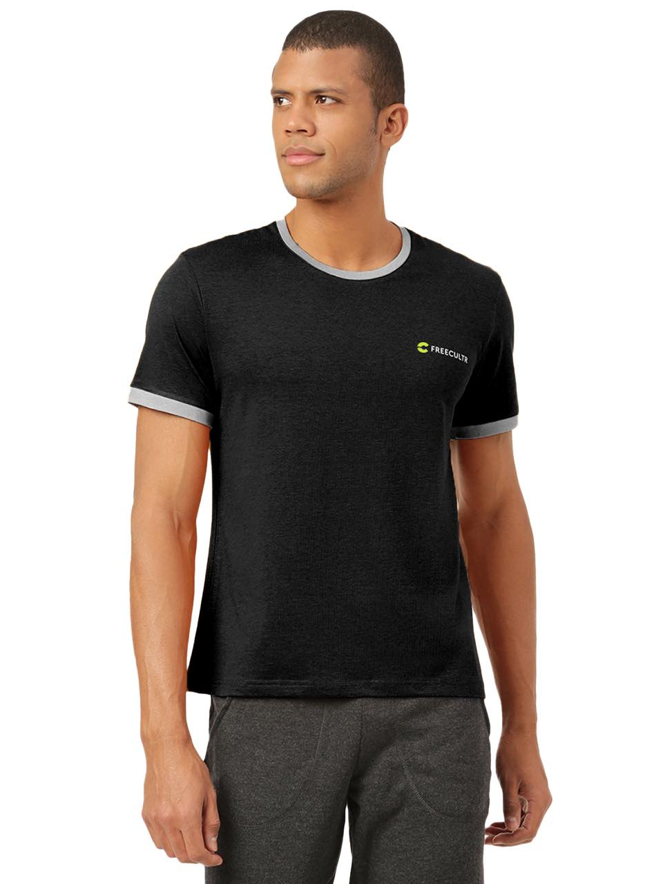 Black Men's Organic Bamboo Casual Tees - Crew Neck (Pack Of 1)