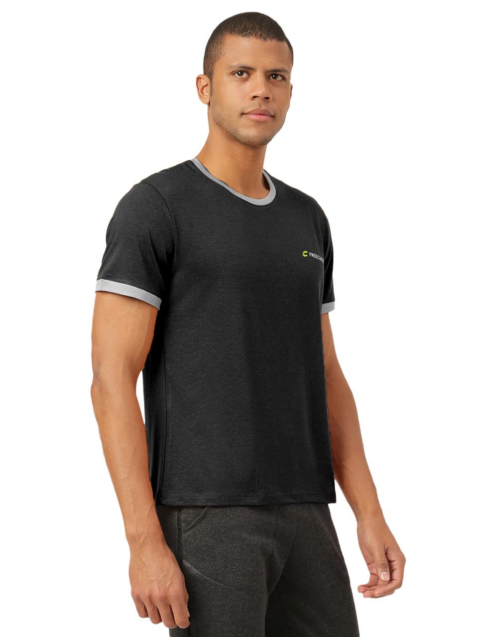 Black Men's Organic Bamboo Casual Tees - Crew Neck (Pack Of 1)