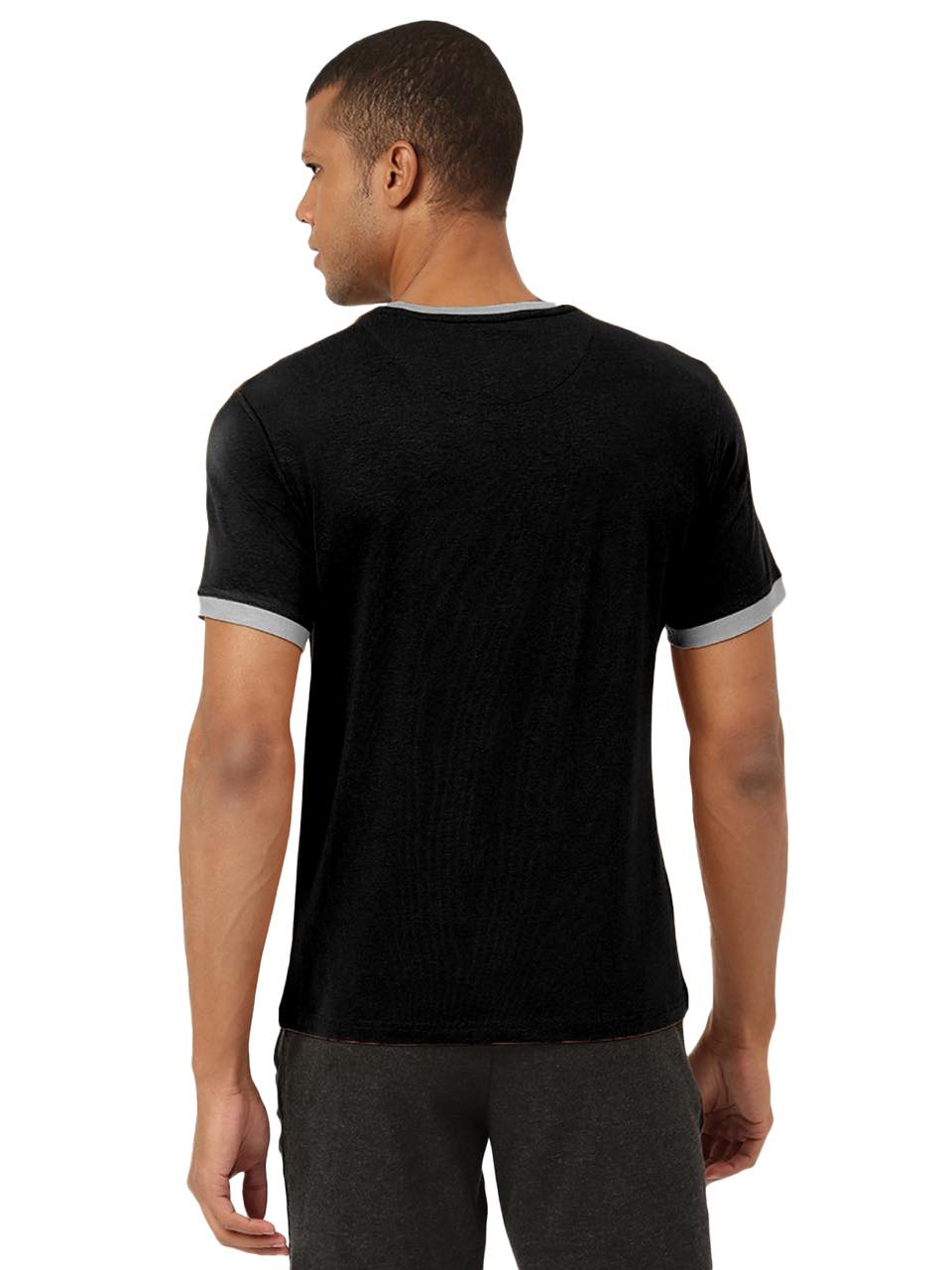 Black Men's Organic Bamboo Casual Tees - Crew Neck (Pack Of 1)
