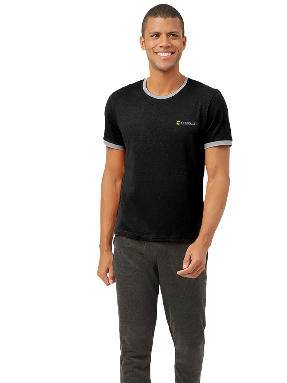 Black Men's Organic Bamboo Casual Tees - Crew Neck (Pack Of 1)
