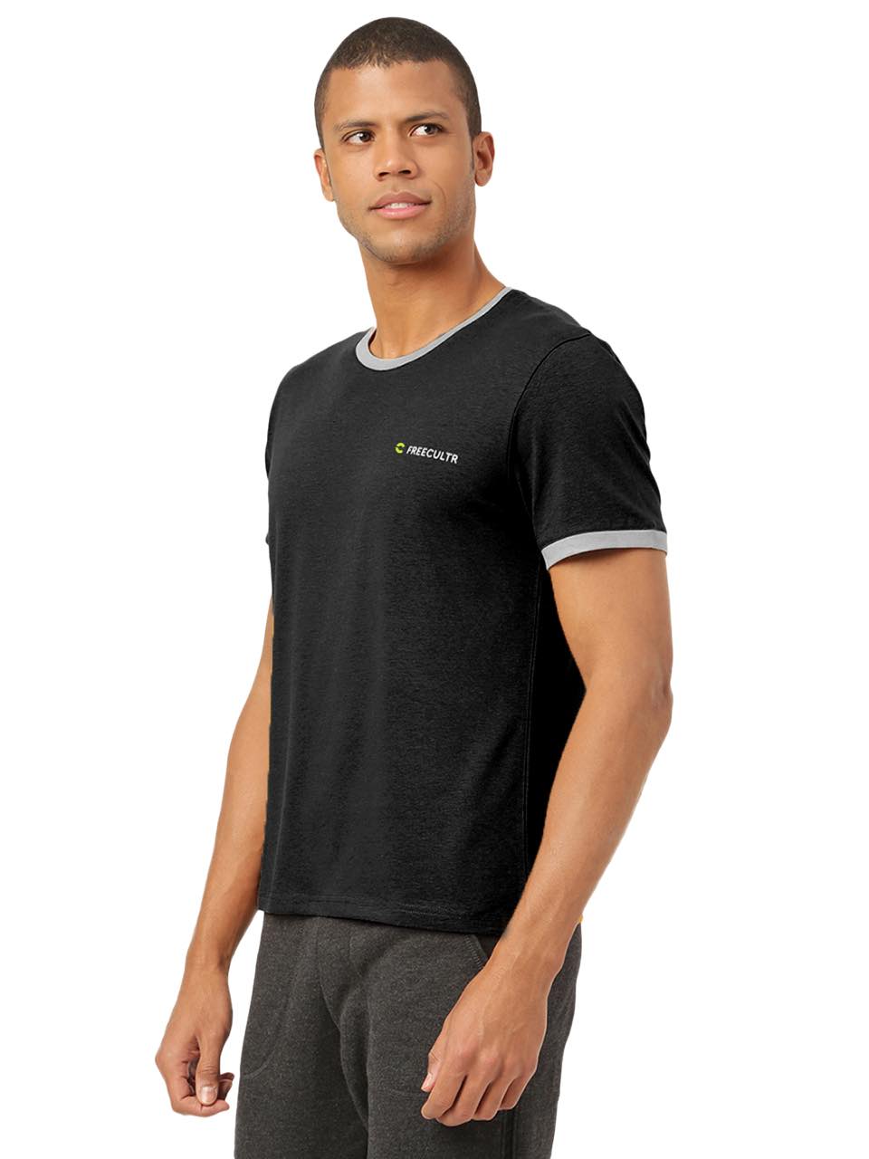 Black Men's Organic Bamboo Casual Tees - Crew Neck (Pack Of 1)