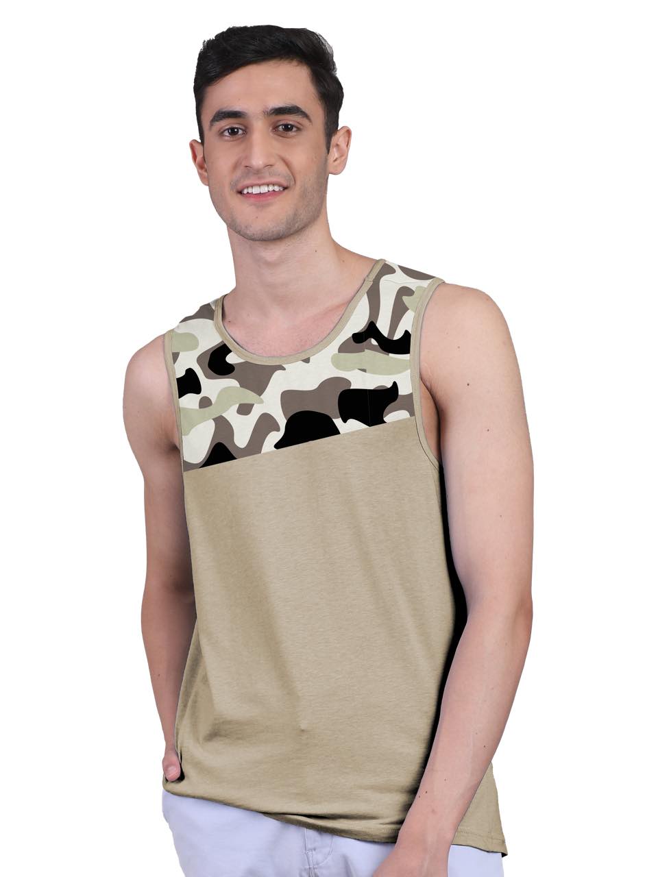 Sand Active Vest Front Yoke Camouflage Regular Organic Bamboo Vest - Active Fit (Pack Of 1)