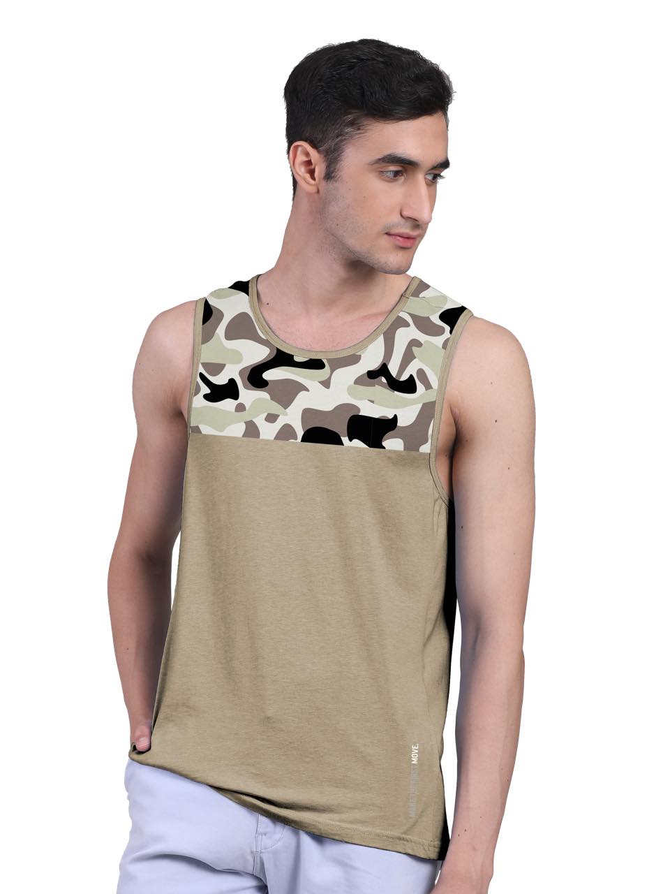 Sand Active Vest Front Yoke Camouflage Regular Organic Bamboo Vest - Active Fit (Pack Of 1)
