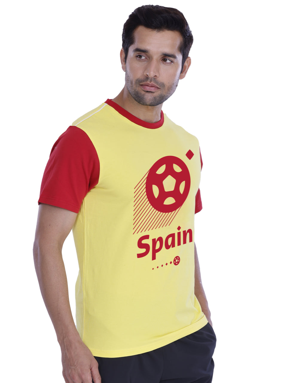 Yellow & Red Spain Print BCI Stretch Cotton T-Shirt