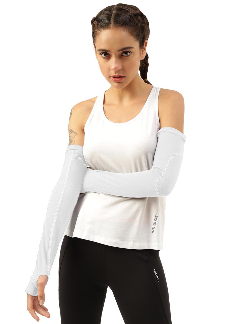 Unisex White Arm Sleeves (Pack of 2)
