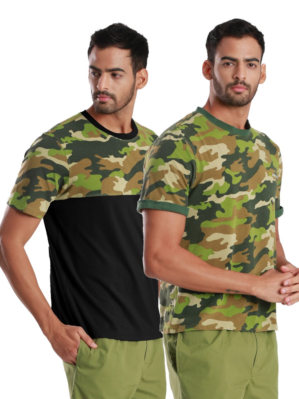 Regular Fit Half Sleeve Micro modal Camouflage Printed Tees-Pack of 2