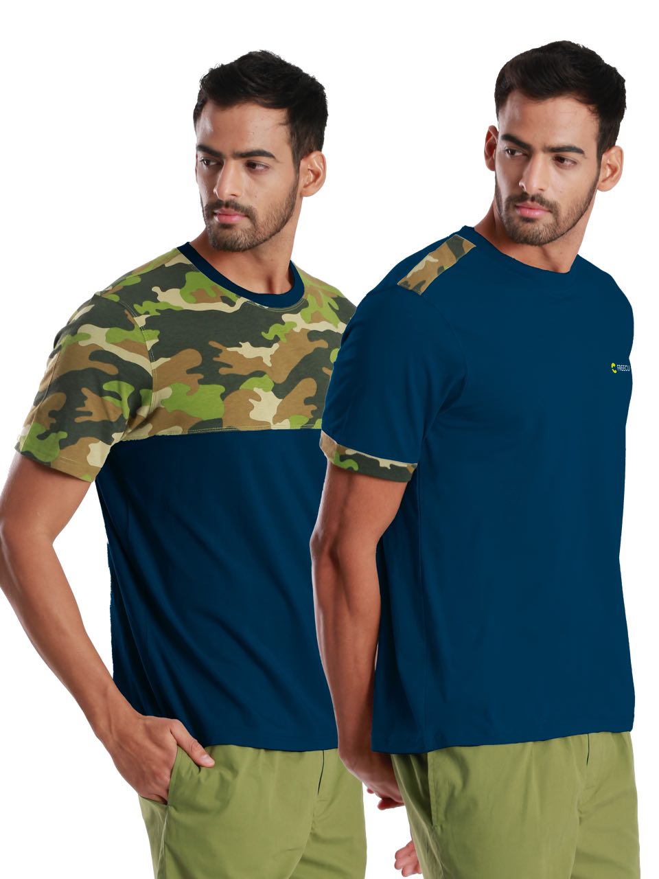 Regular Fit Half Sleeve Micro modal Camouflage Printed Tees-Pack of 2