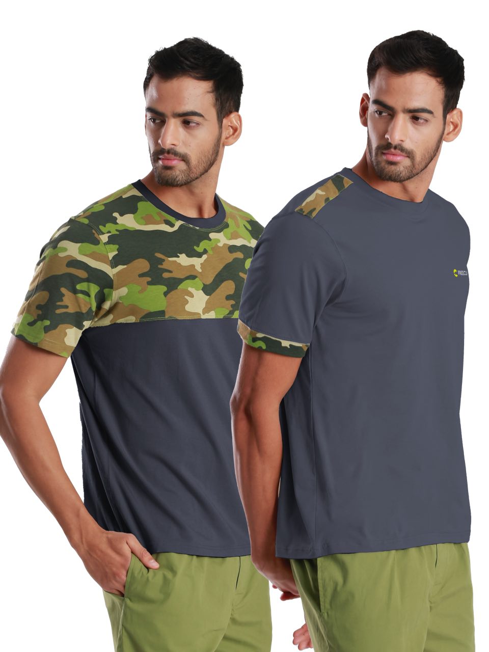 Regular Fit Half Sleeve Micro modal Camouflage Printed Tees-Pack of 2