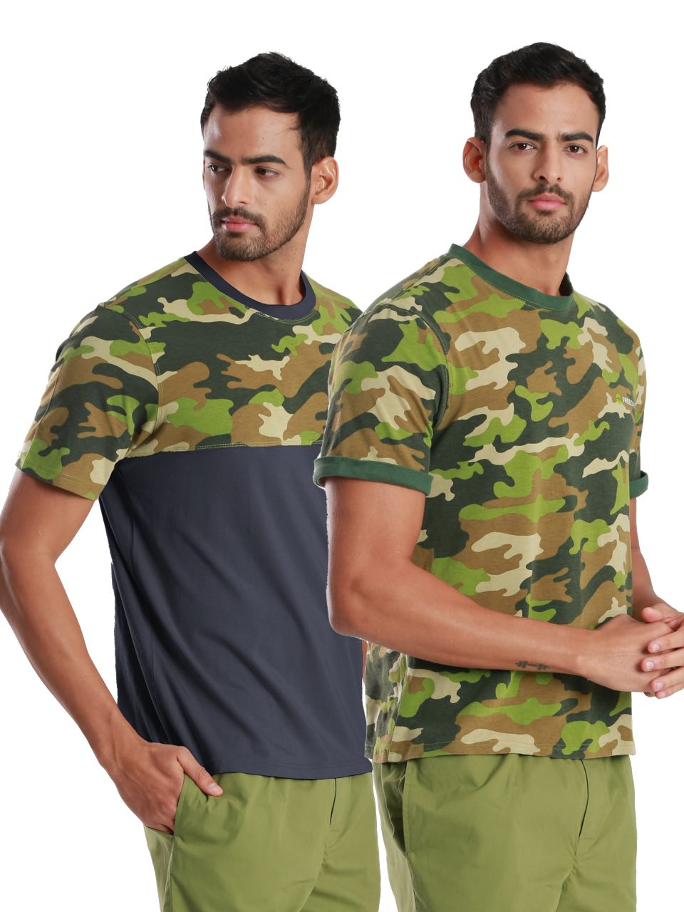 Regular Fit Half Sleeve Micro modal Camouflage Printed Tees-Pack of 2