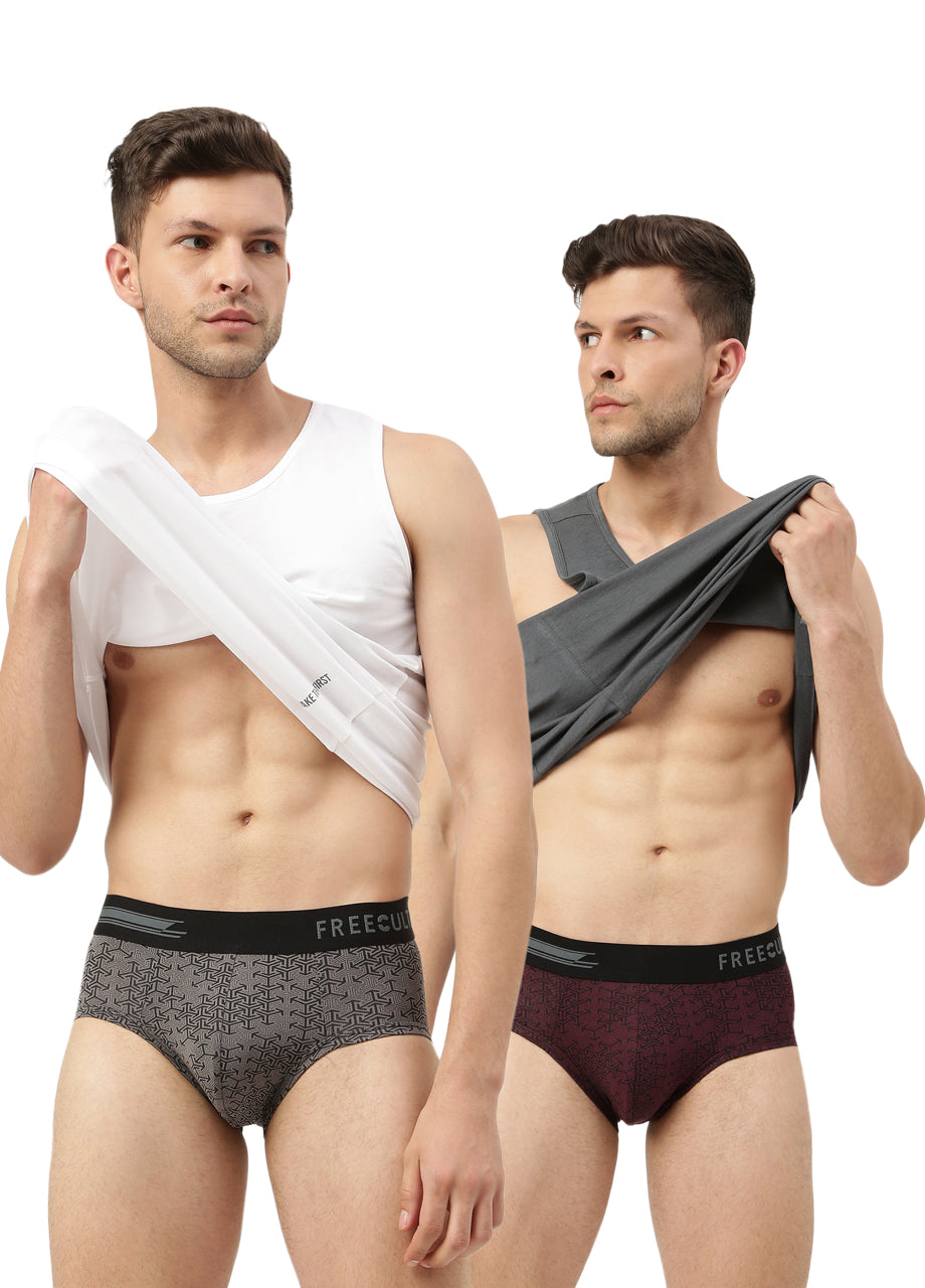 Men's Anti-Bacterial Printed Micro Modal Brief (Pack of 2)