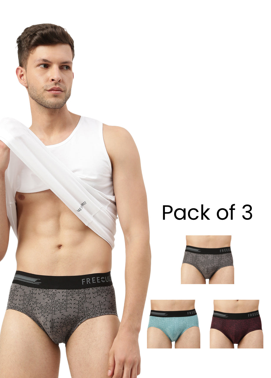 Men's Anti-Bacterial Printed Micro Modal Brief (Pack of 3)