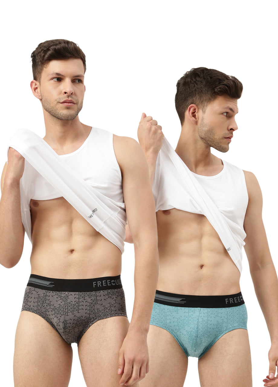 Men's Anti-Bacterial Printed Micro Modal Brief (Pack of 2)