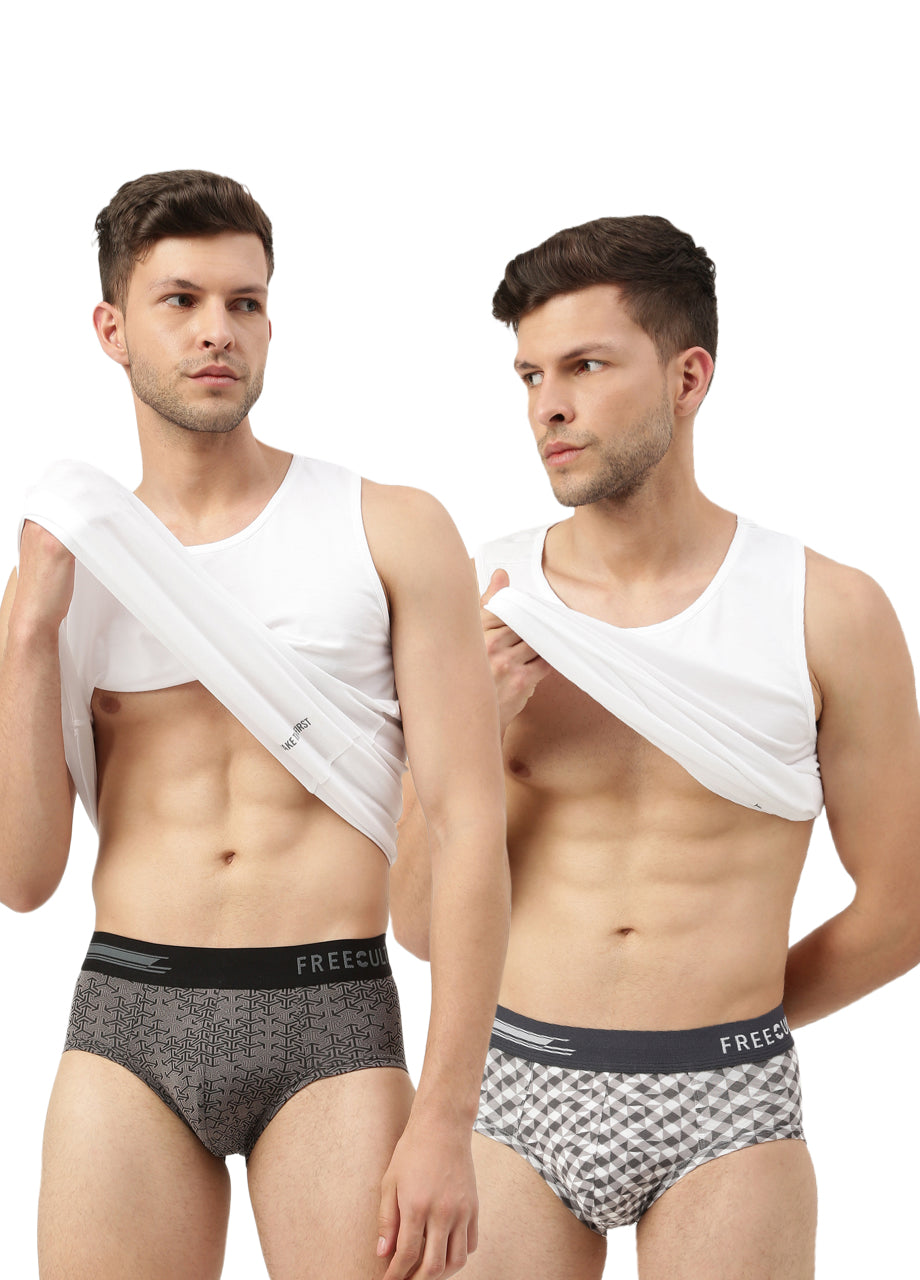 Men's Anti-Bacterial Printed Micro Modal Brief (Pack of 2)