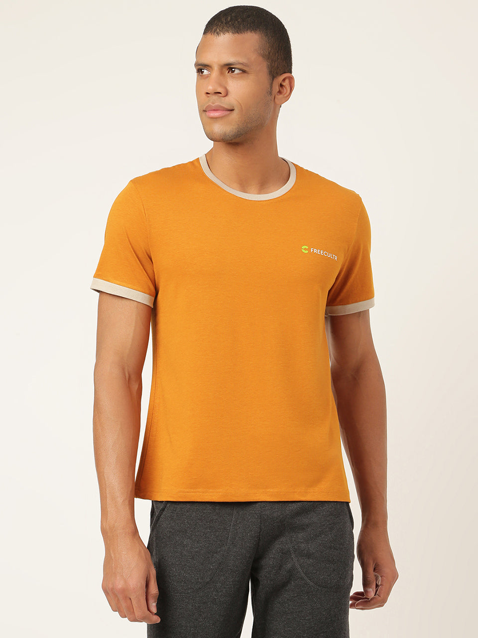 Mustard Yellow Men's Organic Bamboo Casual Tees - Crew Neck (Pack Of 1)