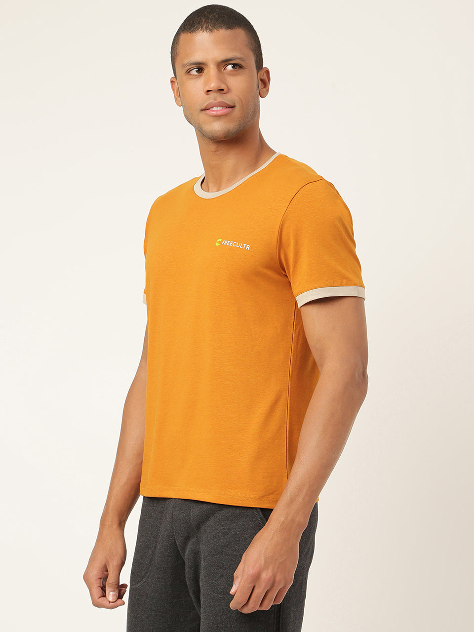 Mustard Yellow Men's Organic Bamboo Casual Tees - Crew Neck (Pack Of 1)