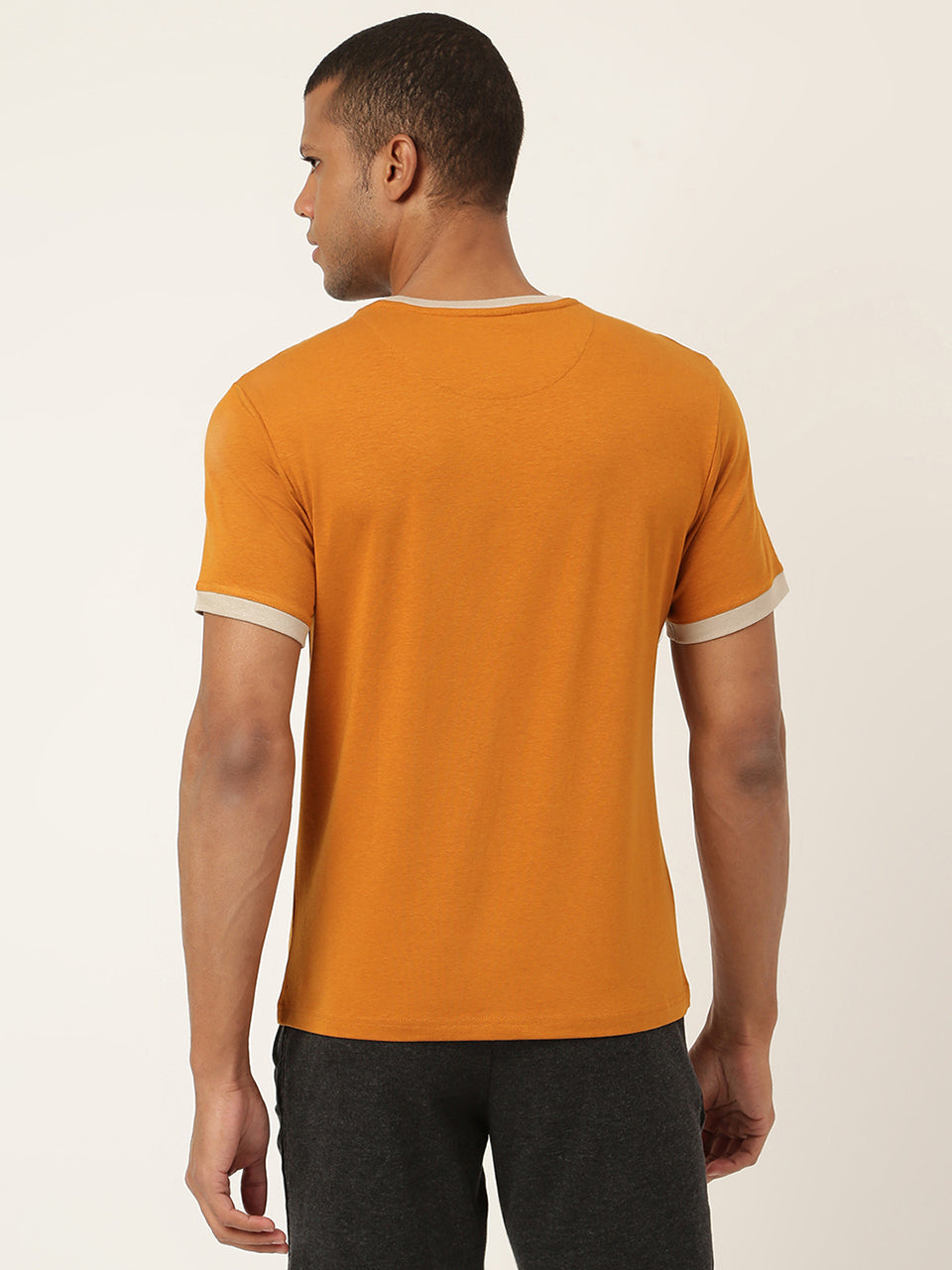 Mustard Yellow Men's Organic Bamboo Casual Tees - Crew Neck (Pack Of 1)
