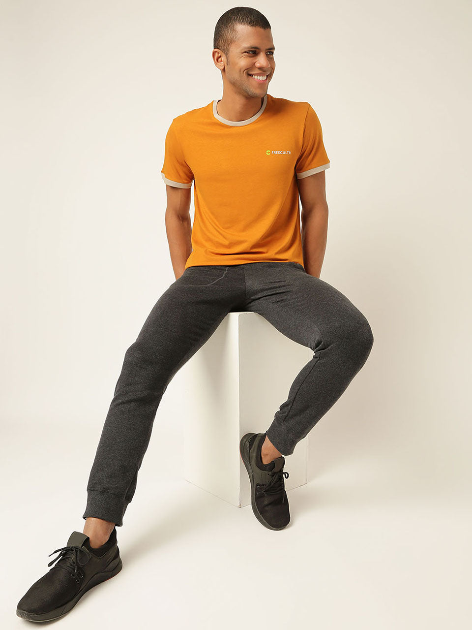 Mustard Yellow Men's Organic Bamboo Casual Tees - Crew Neck (Pack Of 1)