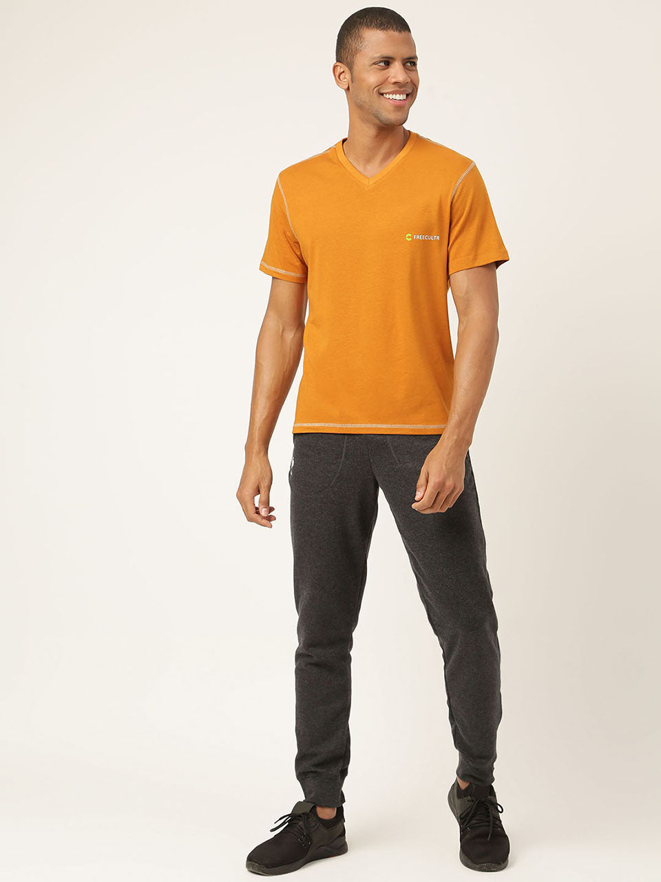Mustard Yellow Men's Organic Bamboo Casual Tees - V Neck (Pack Of 1)