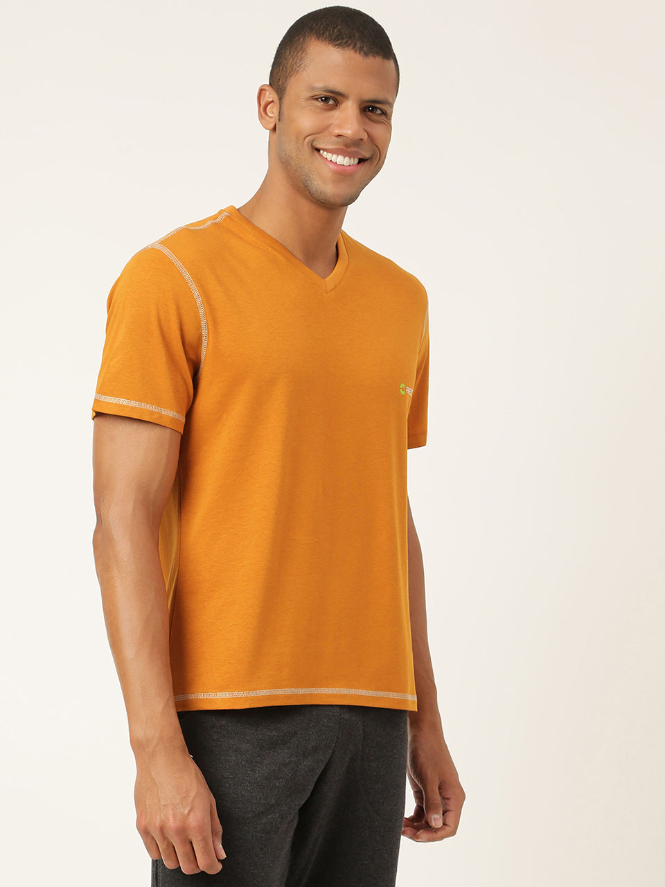 Mustard Yellow Men's Organic Bamboo Casual Tees - V Neck (Pack Of 1)