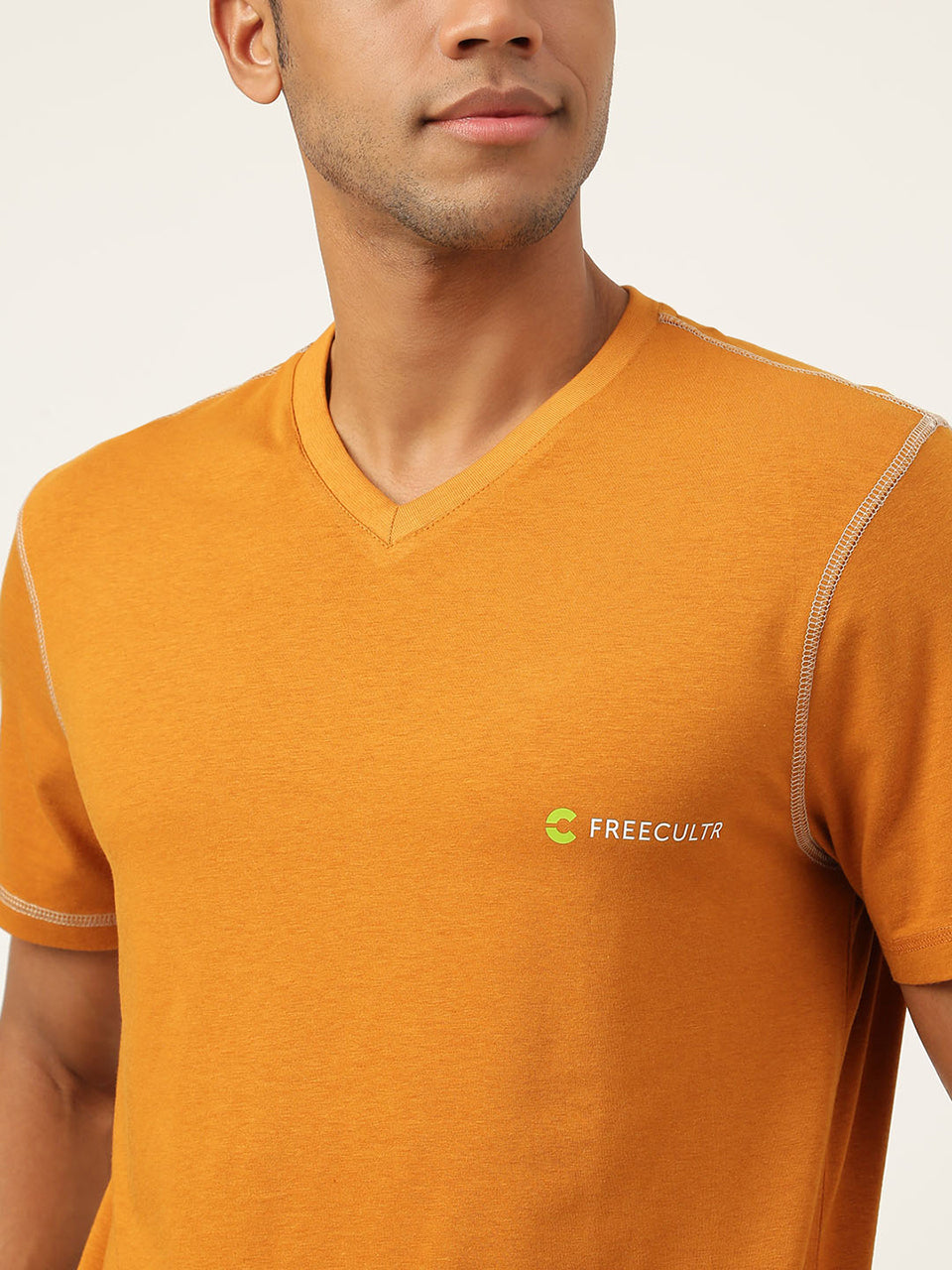 Mustard Yellow Men's Organic Bamboo Casual Tees - V Neck (Pack Of 1)