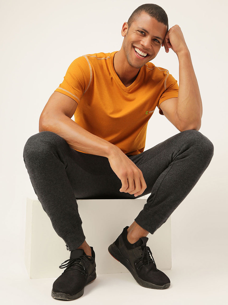 Mustard Yellow Men's Organic Bamboo Casual Tees - V Neck (Pack Of 1)