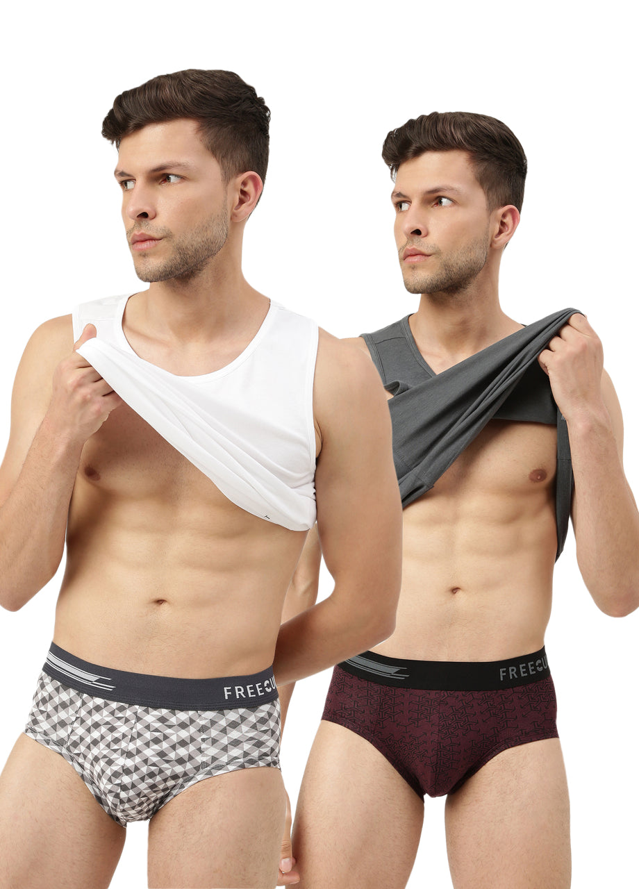 Men's Anti-Bacterial Printed Micro Modal Brief (Pack of 2)