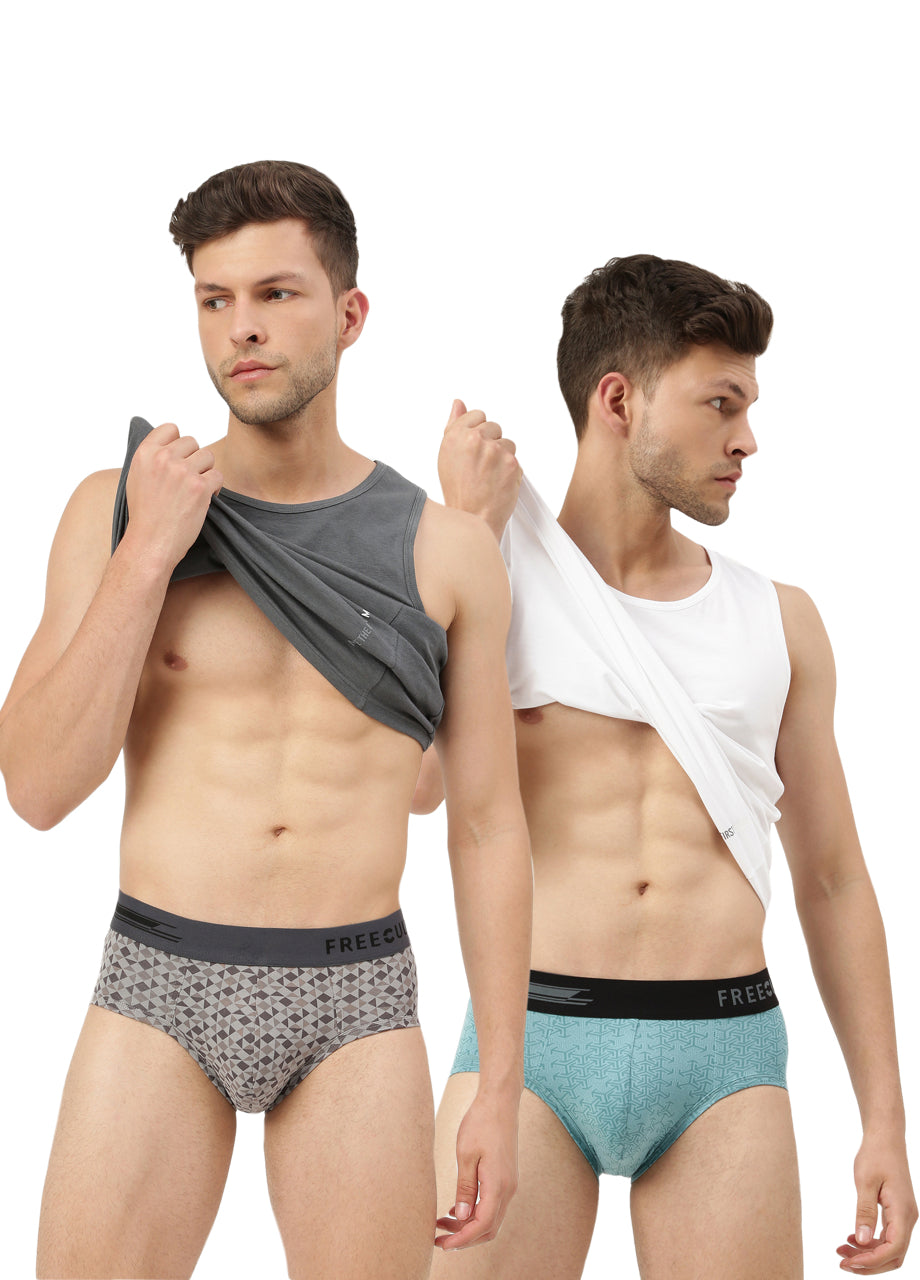 Men's Anti-Bacterial Printed Micro Modal Brief (Pack of 2)