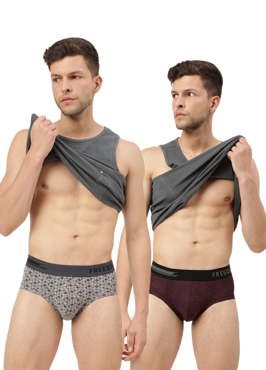 Men's Anti-Bacterial Printed Micro Modal Brief (Pack of 2)