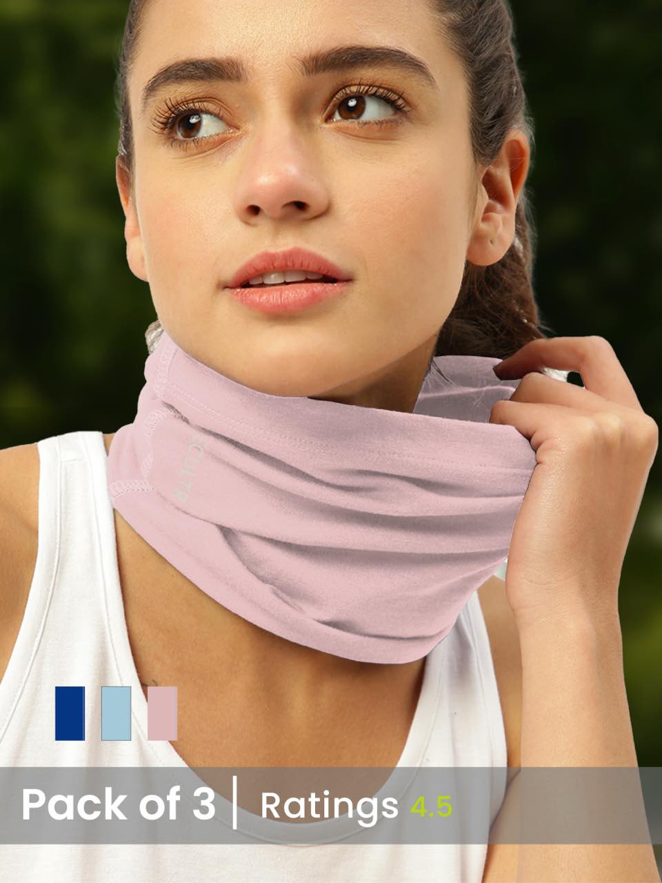 A person wearing a stylish bandana, demonstrating its use as both a fashion accent and for keeping hair in place.