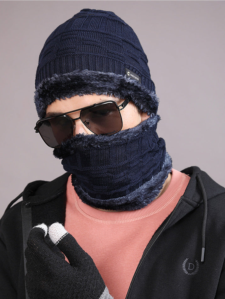 Styling guide for the versatile Unisex Woolen Beanie Cap Plus Wrap combination for winter comfort.