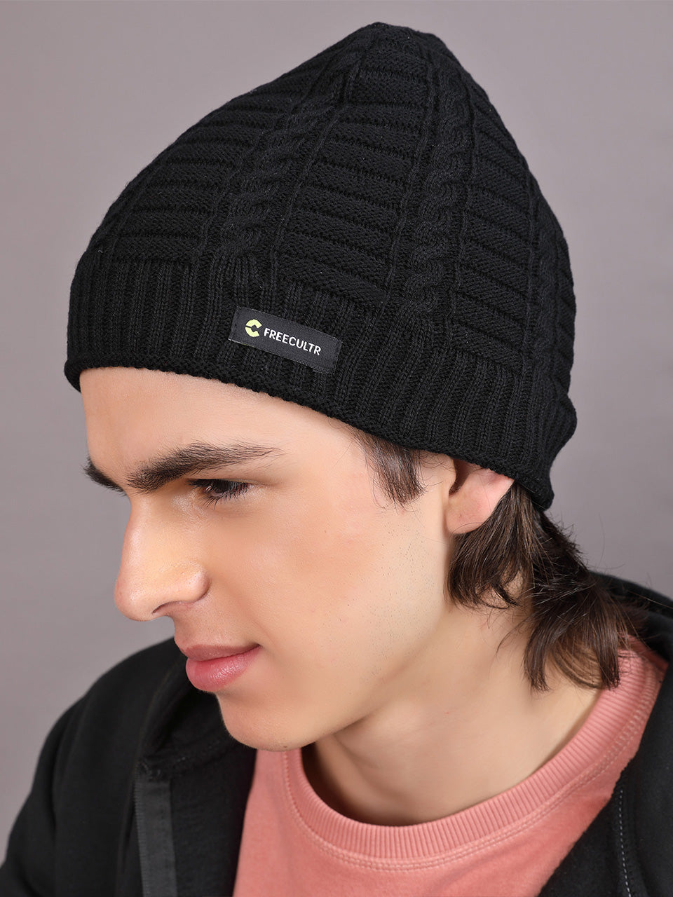 A stylish winter look showcasing Unisex Short Beanies that blend warmth and effortless style.