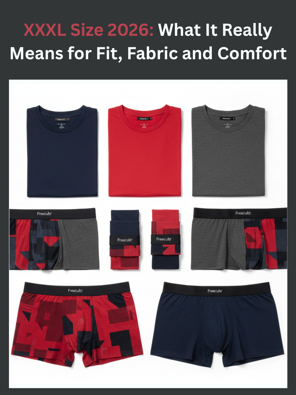  Freecultr XXXL size 2026 collection of extended-size men's innerwear and t-shirts