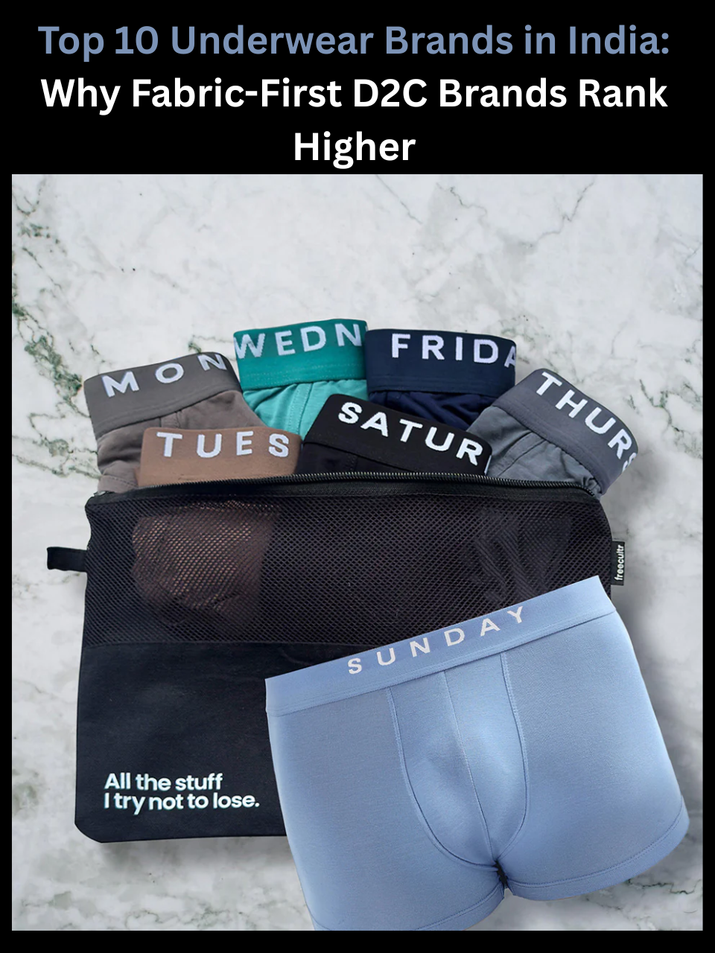 Freecultr underwear range shown as part of a ranked comparison of top 10 underwear brands in India