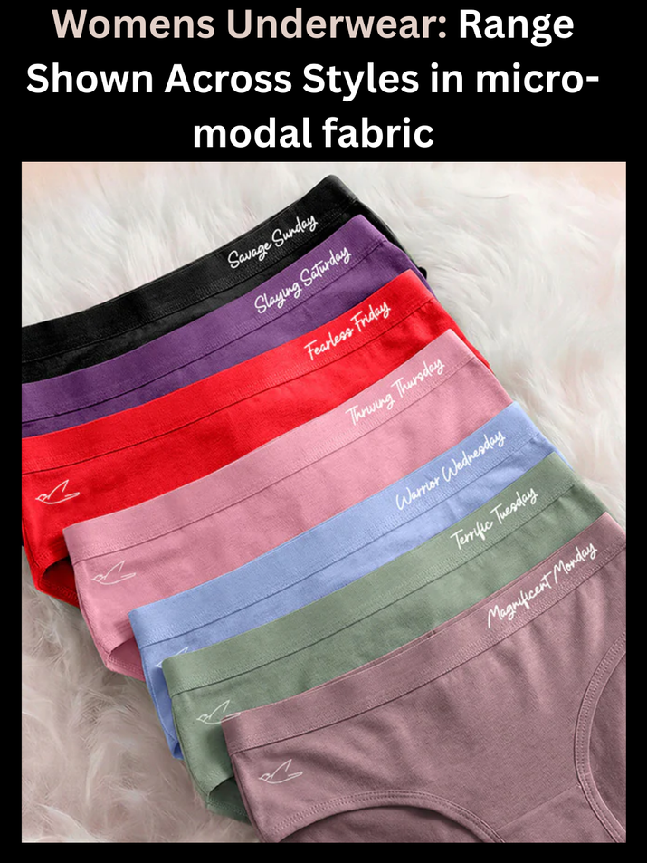 Freecultr womens underwear range shown across boyshort, hipster, and boxer brief styles in micro-modal fabric