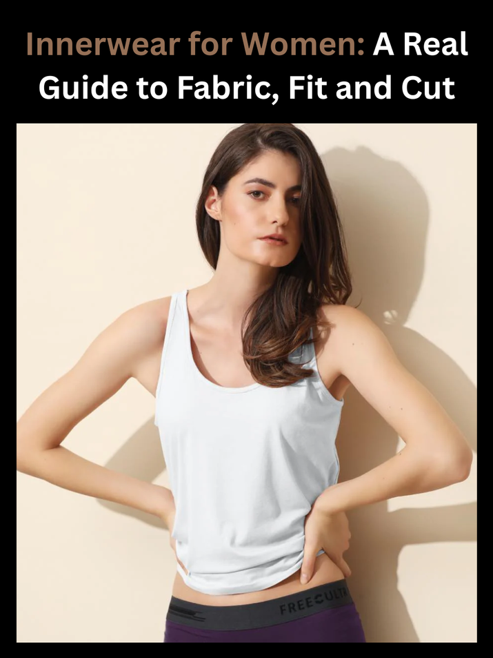 Freecultr innerwear for women showing hipster panties, boyshorts, and boxer briefs styles arranged on neutral background