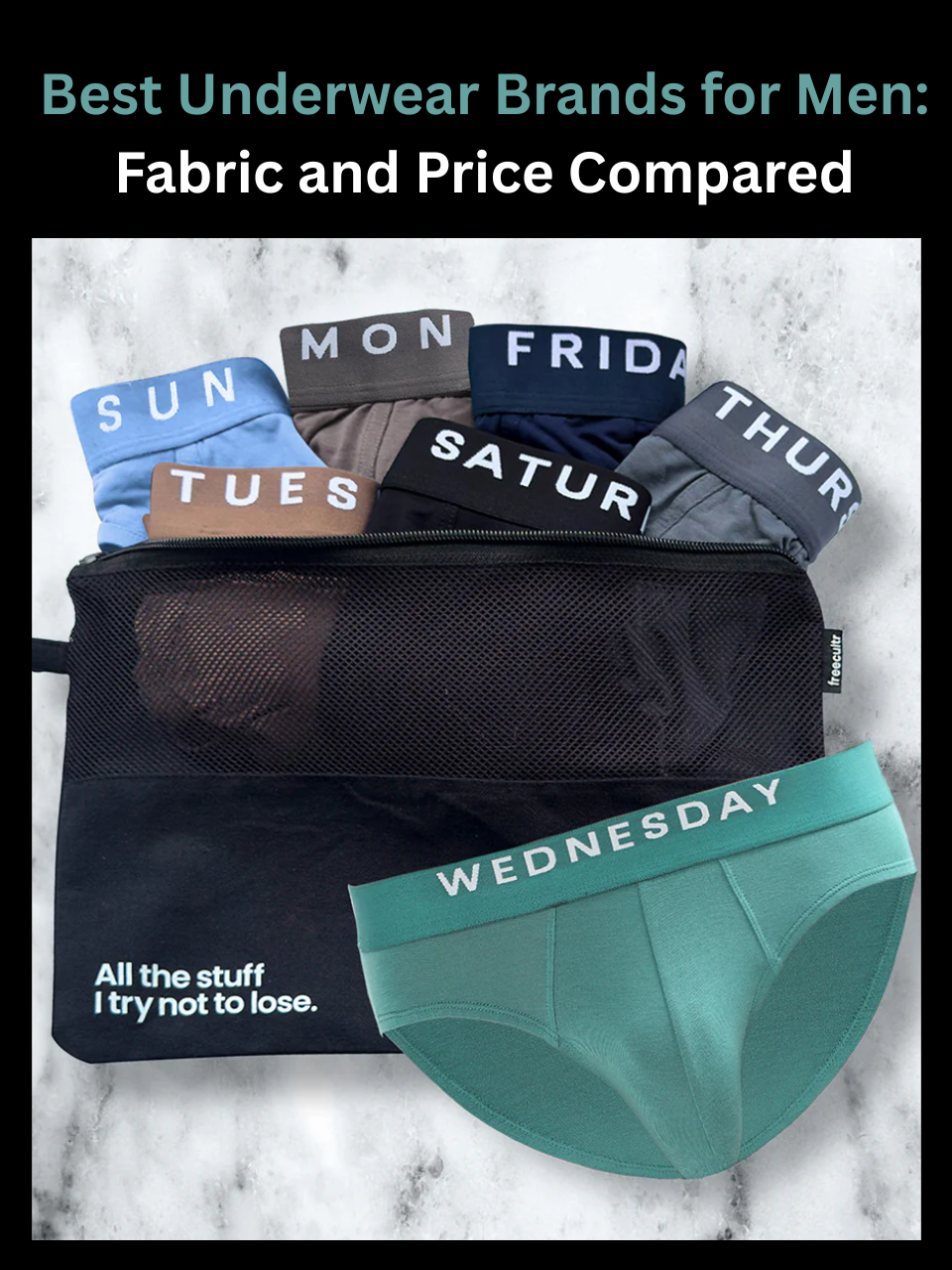 Freecultr men's underwear range displayed alongside fabric detail shots representing best underwear brands for men in India comparison
