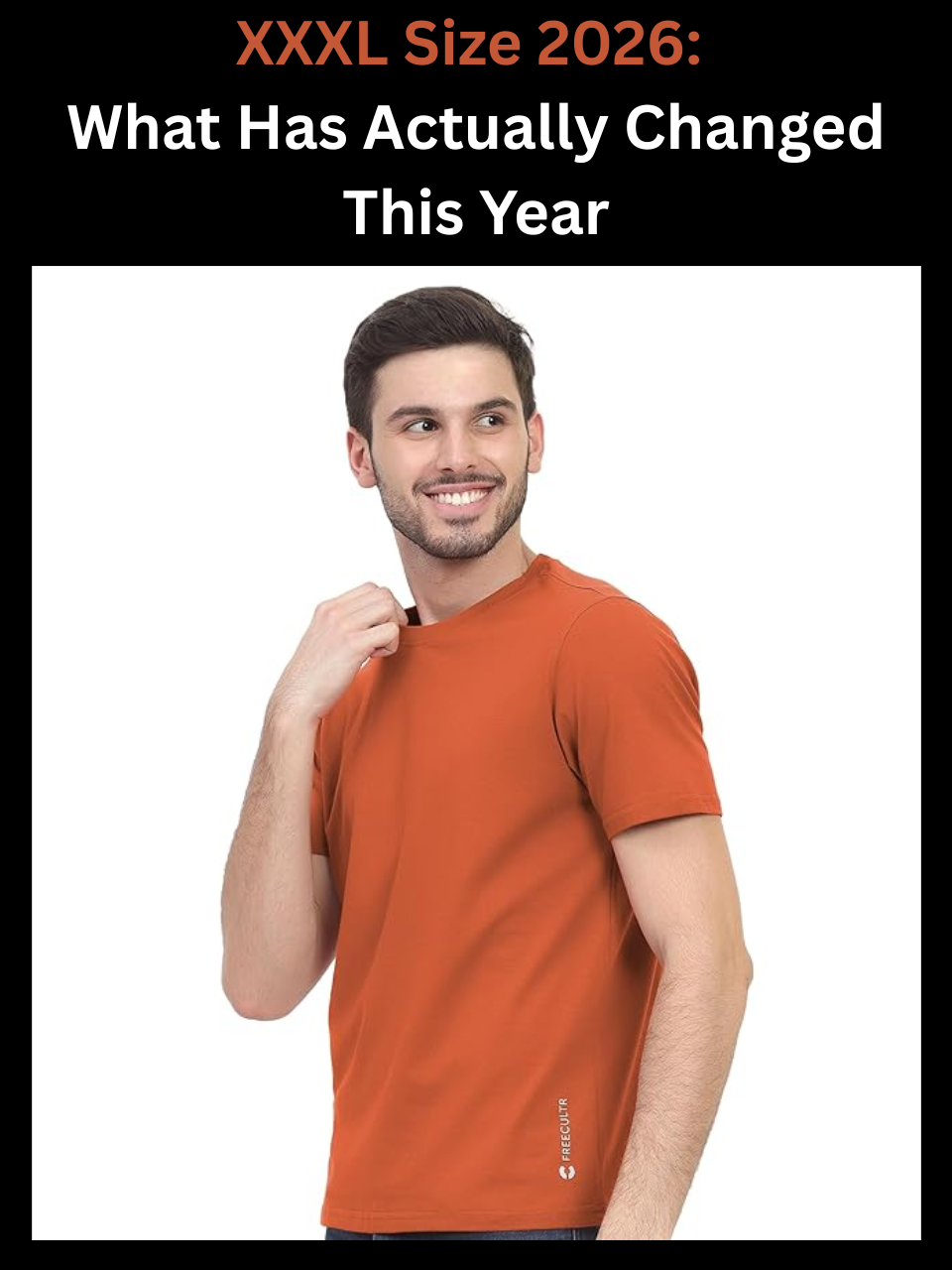 Freecultr XXXL size 2026 shirts and innerwear shown in flat lay reflecting current sizing standards
