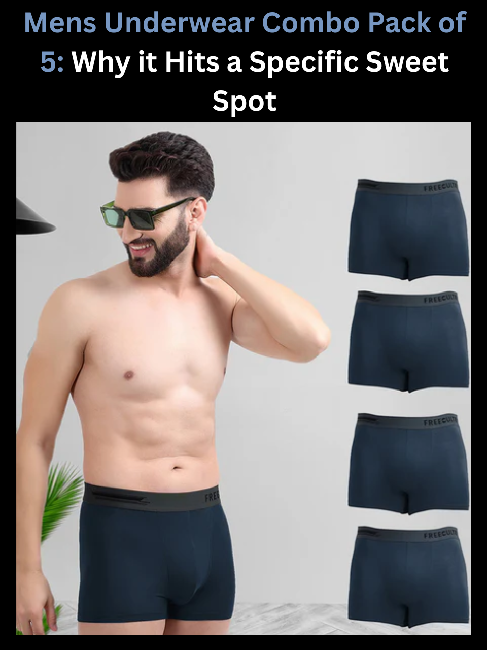 Freecultr mens underwear combo pack of 5 laid flat in coordinated micro-modal colorways
