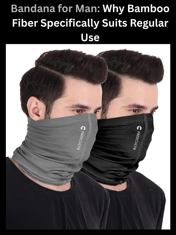 Freecultr bandana for man shown styled for commuting, workouts, and outdoor protection