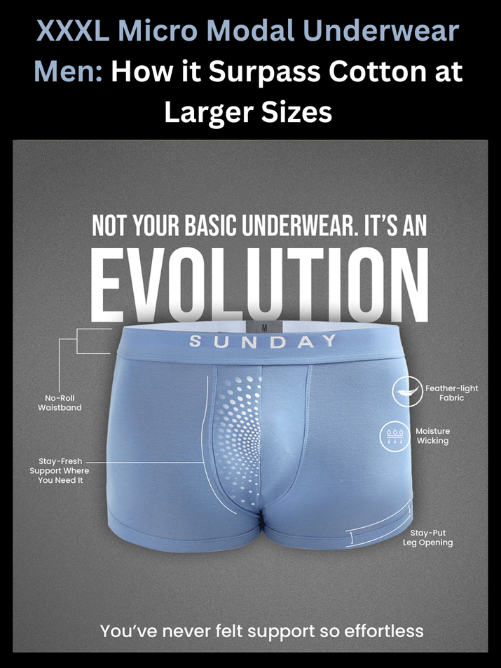 Freecultr XXXL micro modal underwear men shown in ultrasoft fabric with extended waistband detail