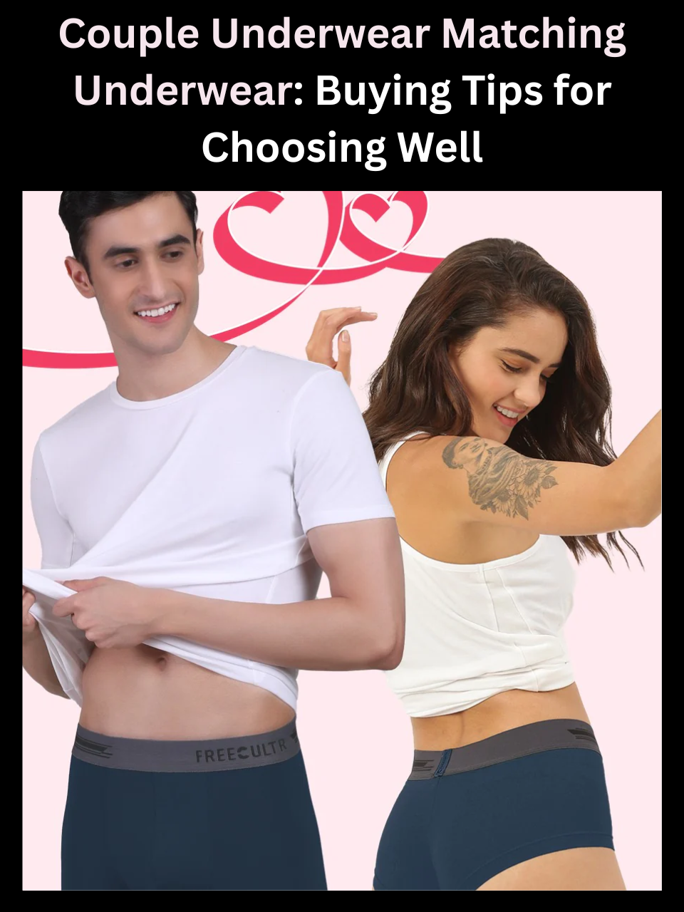 Freecultr couple underwear matching underwear set shown with styling ideas for coordinated wear