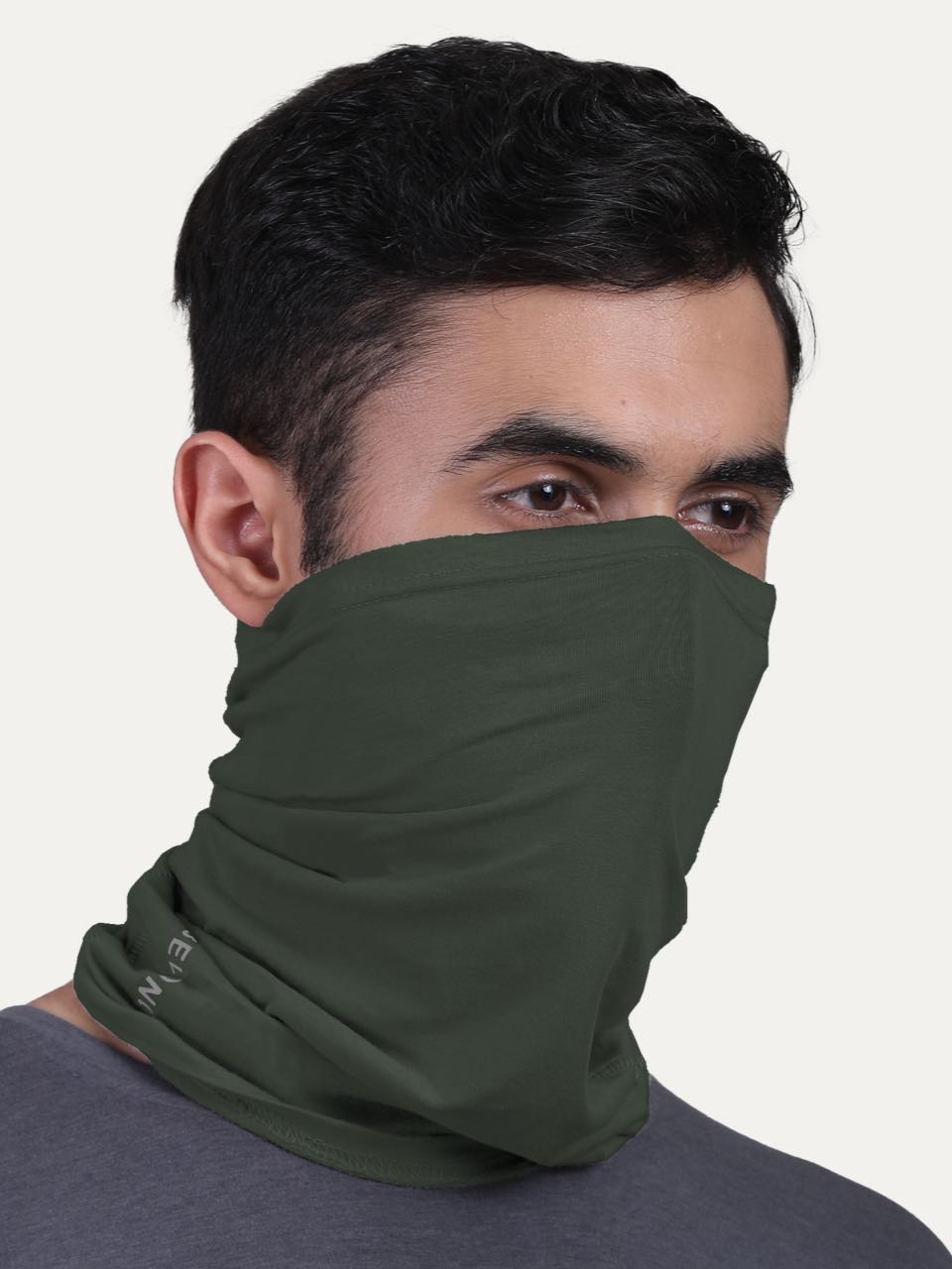  Freecultr face mask for men in organic bamboo fabric shown worn over nose and mouth during outdoor activity with multiple colour options displayed