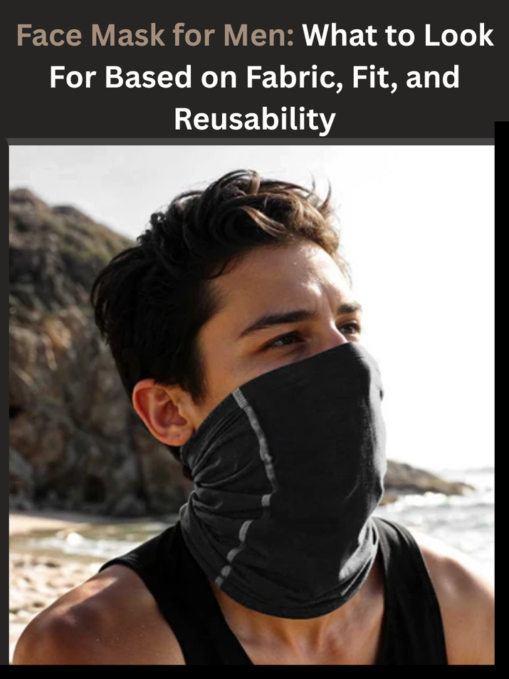 Freecultr face mask for men in bamboo-cotton-spandex blend shown in unisex bandana style
