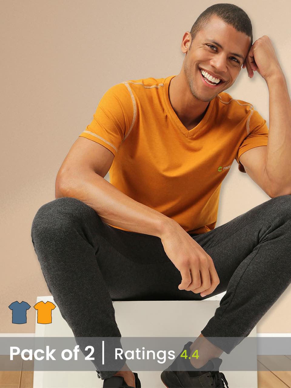 A person confidently wearing a tee, showcasing its comfortable fit and versatile style.