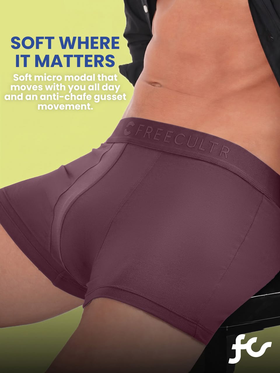Men's Anti-Bacterial Micro Modal Trunk in Solid Waistband (Pack of 2)