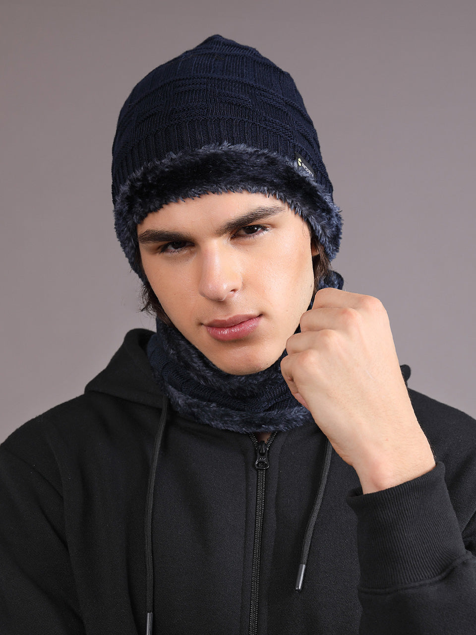 Unisex Woolen Beanie Cap Plus Wrap