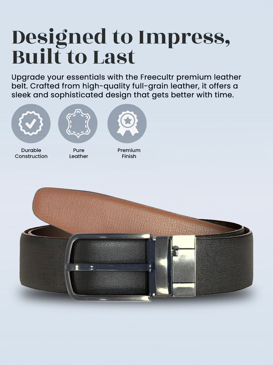 Men's DualTone Reversible genuine Leather Belt - Black & Brown