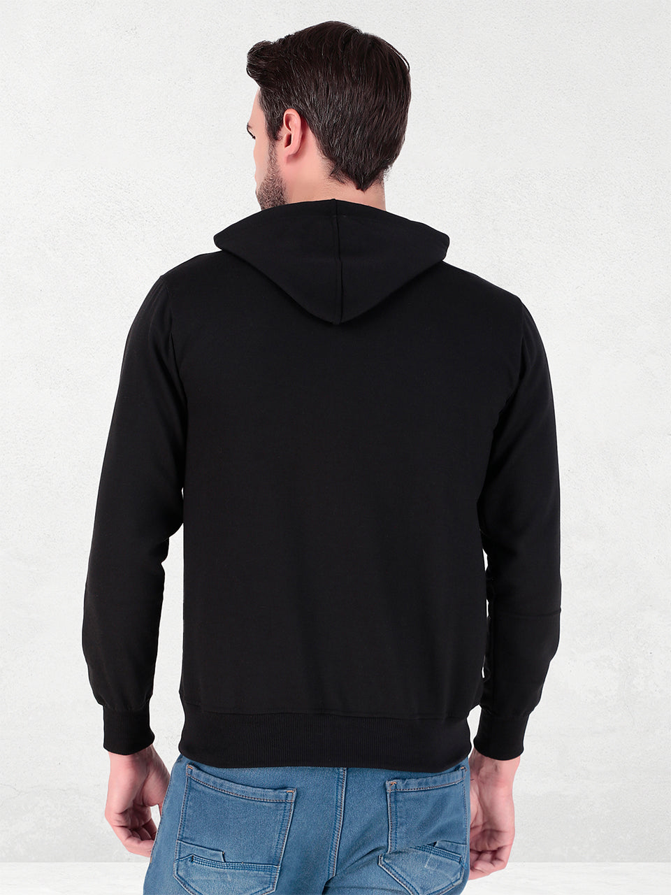 Men's Zipper Sweatshirt | Cotton Fleece | Relaxed Fit Hoodie | Black